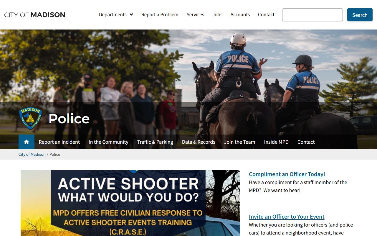 Madison Booking Releases police department