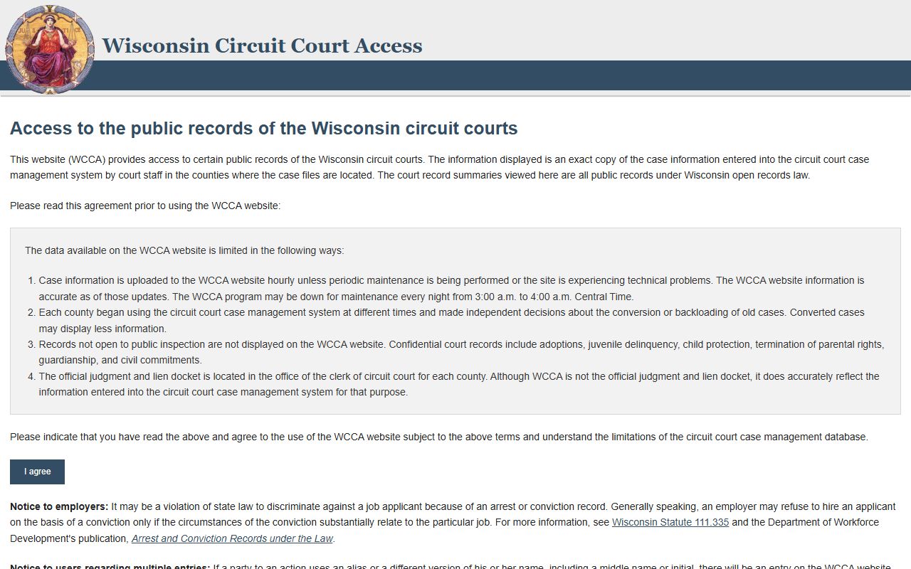 Wisconsin Booking Releases Wisconsin Circuit Court Access