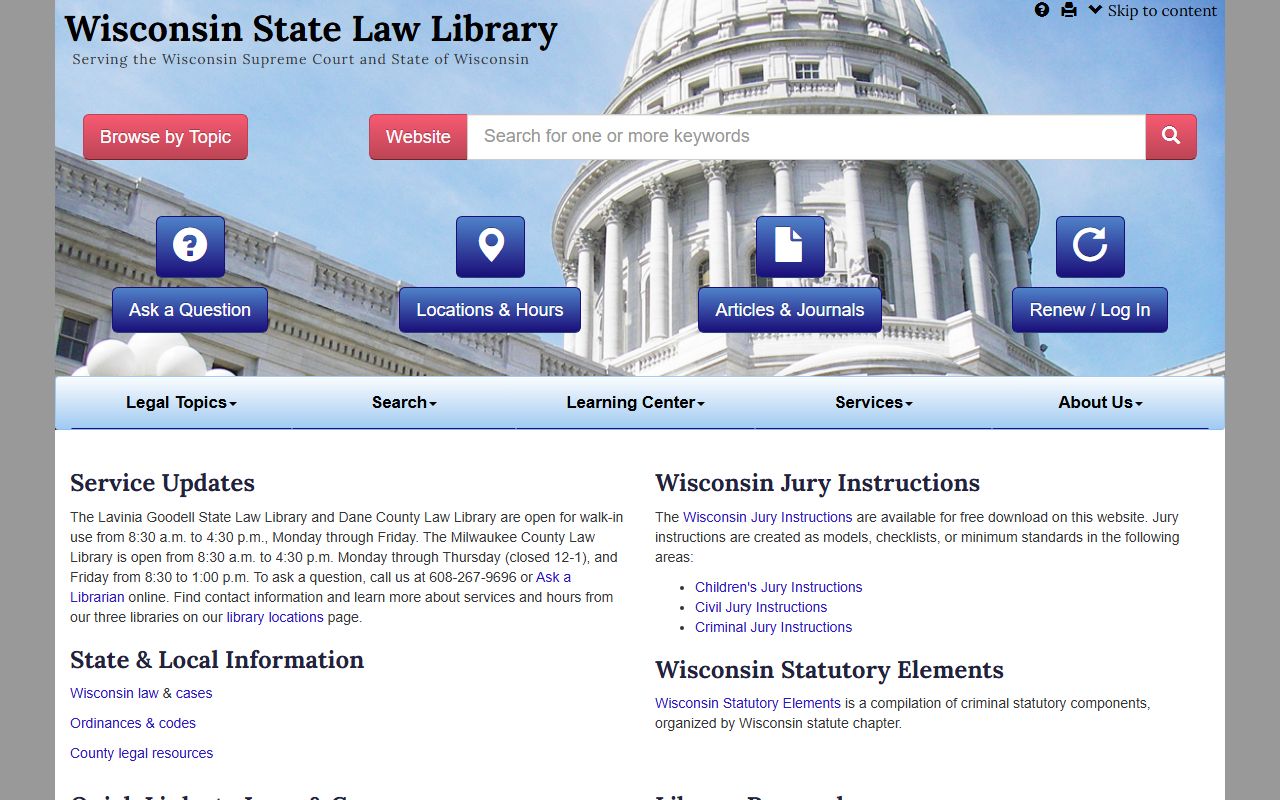 Wisconsin Booking Releases Wisconsin State Law Library